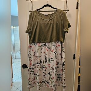 Green and Floral Nursing Dress